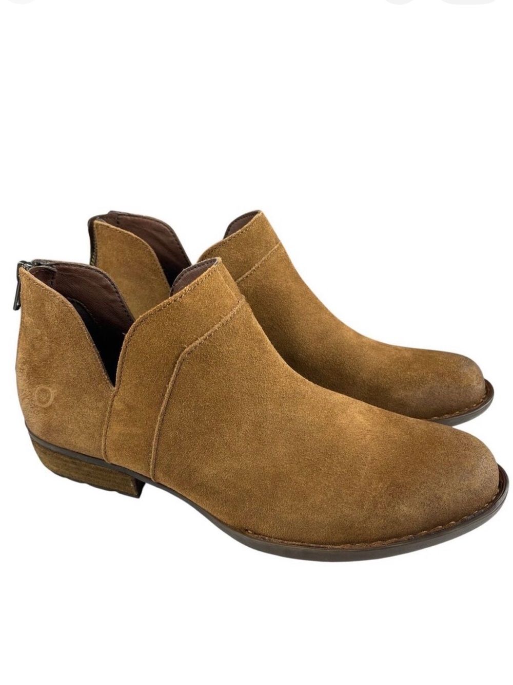 Born Shari II Women’s Ankle Booties 9.5M Brown Suede Leather Back Zip Comfort